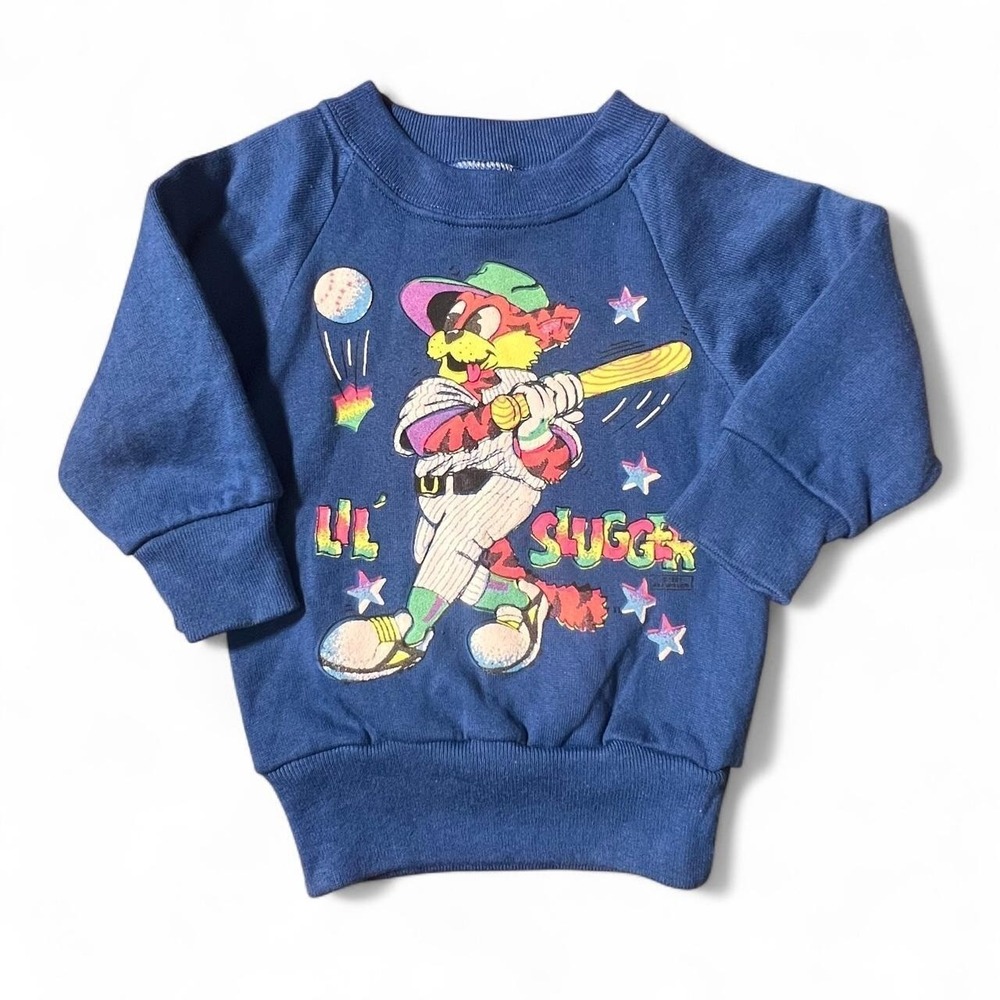 Vintage 1991 Jerzees Lil' Slugger Baseball Sweatshirt USA Toddler 2T NOS NWPT